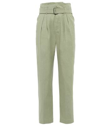 High-rise linen-blend paperbag pants | Brunello Cucinelli