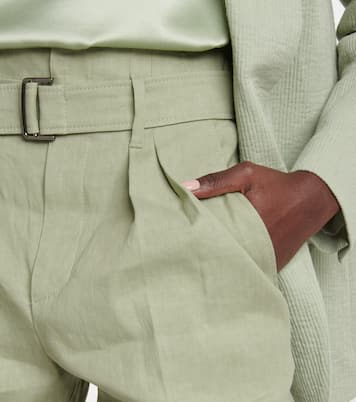 High-rise linen-blend paperbag pants | Brunello Cucinelli