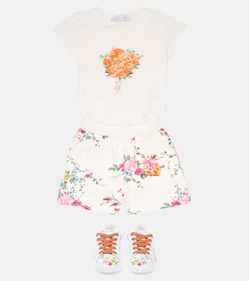 Shorts in misto cotone con stampa floreale | Monnalisa