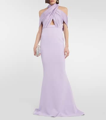 Louella crêpe and satin halterneck gown | Safiyaa