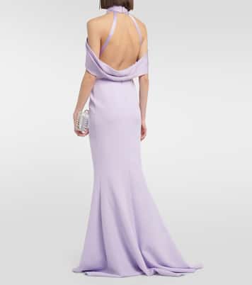 Louella crêpe and satin halterneck gown | Safiyaa