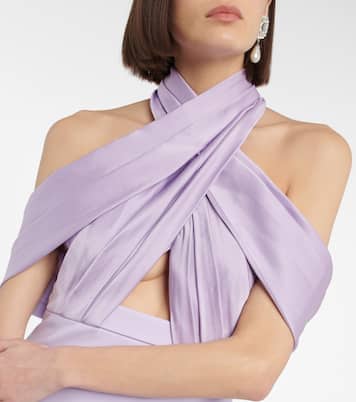 Louella crêpe and satin halterneck gown | Safiyaa