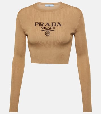 Top in seta con logo | Prada
