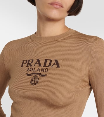 Top in seta con logo | Prada