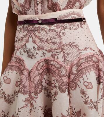 Falda midi Crush Flared de lino y seda | Zimmermann