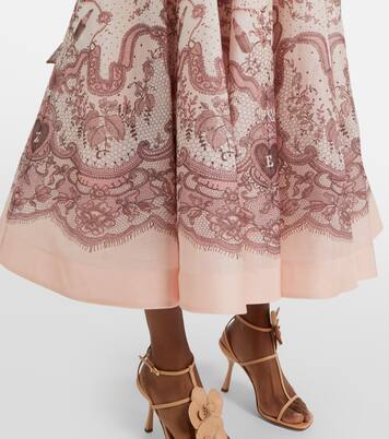 Falda midi Crush Flared de lino y seda | Zimmermann