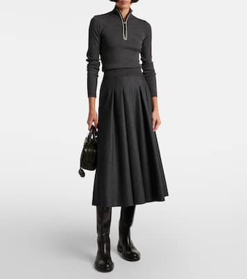 Pullover in maglia di lana a coste | Brunello Cucinelli