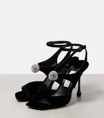 Sandali Orb 95 in velluto con cristalli | Jimmy Choo