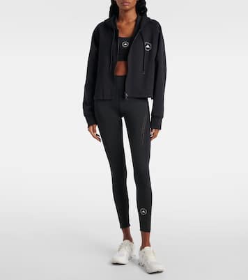 Cropped cotton-blend jersey zip-up hoodie | Adidas by Stella McCartney