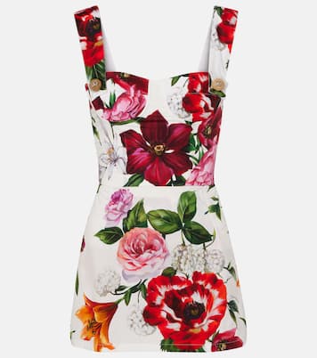 Floral cotton poplin bustier dress | Dolce&Gabbana