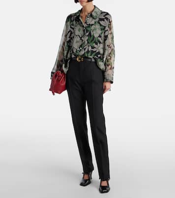 Pantaloni regular in lana e seta | Loewe