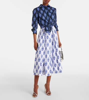 Floral cotton-blend midi skirt | Carolina Herrera