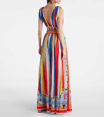 Vestido largo de algodón a rayas | Dolce&Gabbana