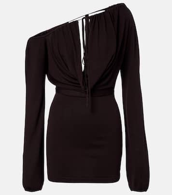 Sola asymmetric draped silk-blend minidress | Aya Muse