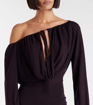 Sola asymmetric draped silk-blend minidress | Aya Muse
