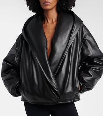 Hooded leather bomber jacket | Alaïa