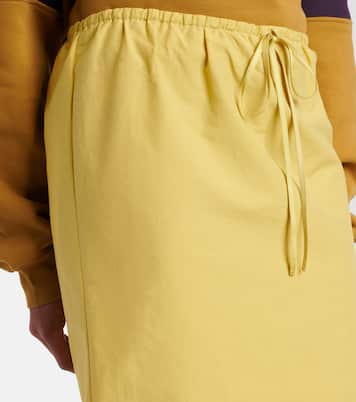 Lace-trimmed cotton and silk midi skirt | Saint Laurent