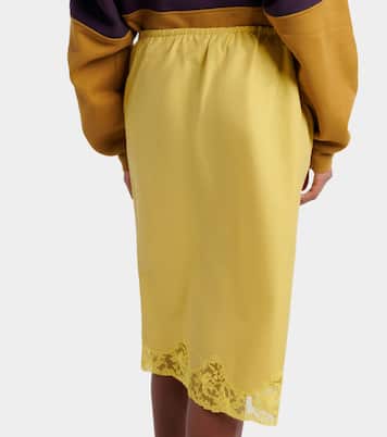 Lace-trimmed cotton and silk midi skirt | Saint Laurent