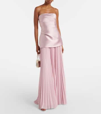 Claudette satin-trimmed bustier gown | Solace London