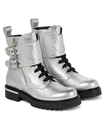 Anfibi in pelle metallizzata | Balmain Kids