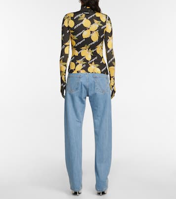 Printed jersey turtleneck top with gloves | Vetements