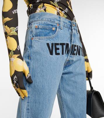 Printed jersey turtleneck top with gloves | Vetements