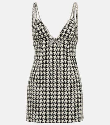Houndstooth wool-blend minidress | Area