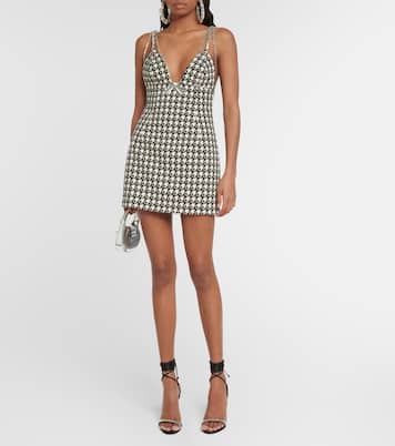 Houndstooth wool-blend minidress | Area
