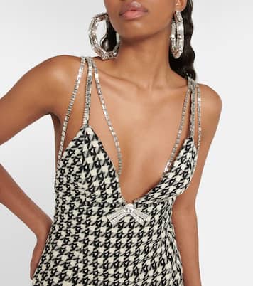 Houndstooth wool-blend minidress | Area