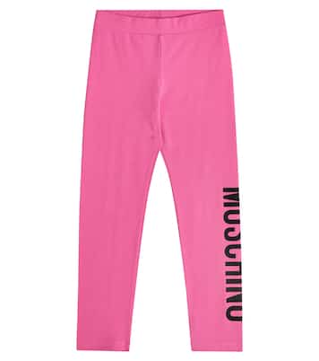 Logo cotton-blend jersey leggings | Moschino Kids