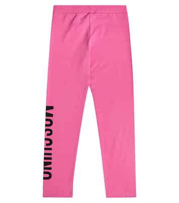 Logo cotton-blend jersey leggings | Moschino Kids