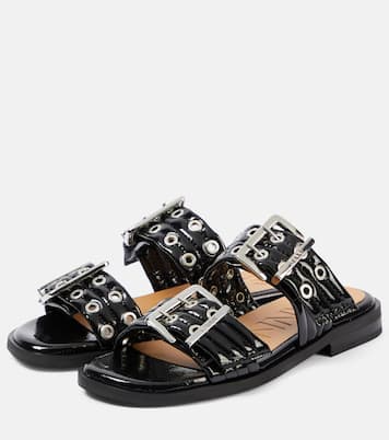 Mules en cuir verni | Ganni