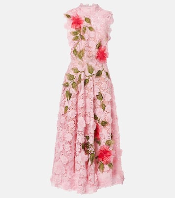 Vestido largo de encaje de guipur | Oscar de la Renta