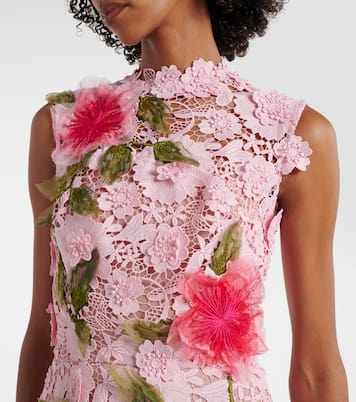 Vestido largo de encaje de guipur | Oscar de la Renta