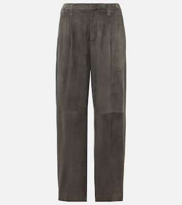 Pantaloni regular in suede | Brunello Cucinelli