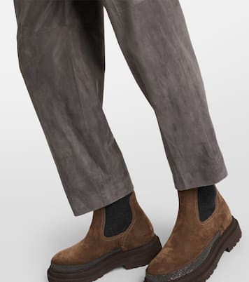 Pantaloni regular in suede | Brunello Cucinelli