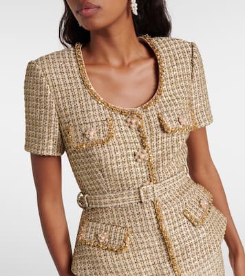 Embellished bouclé peplum top | Self-Portrait