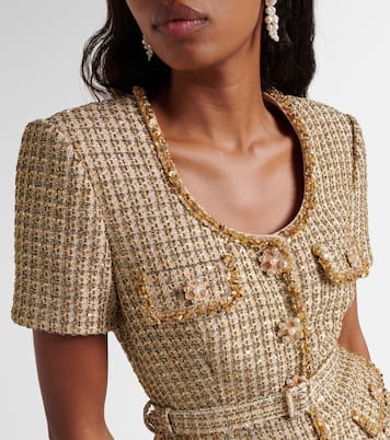 Embellished bouclé peplum top | Self-Portrait