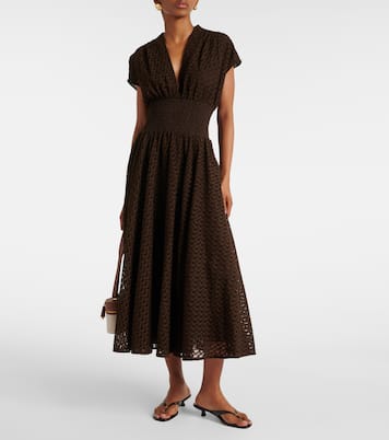 Cotton broderie anglaise midi dress | Tory Burch