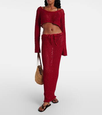 Magen open-knit cotton-blend maxi skirt | Bananhot