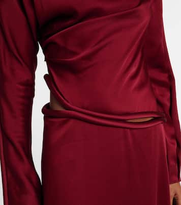 Abito midi in crêpe di raso drappeggiato | Victoria Beckham
