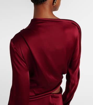 Abito midi in crêpe di raso drappeggiato | Victoria Beckham