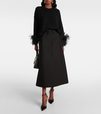 Pullover in lana vergine con piume | Valentino