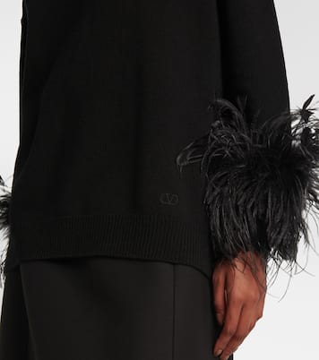 Pullover in lana vergine con piume | Valentino