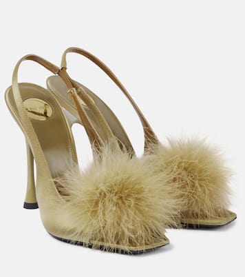 Sandali Paradis 110 in raso con piume | Saint Laurent