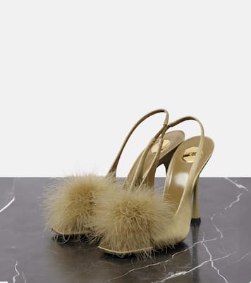 Sandali Paradis 110 in raso con piume | Saint Laurent