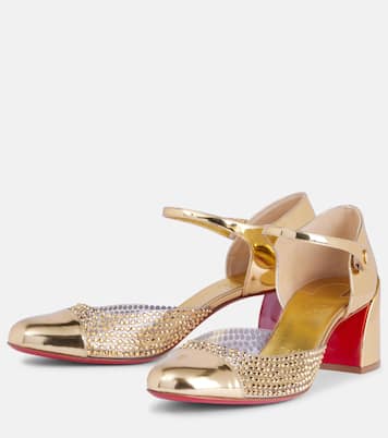 Escarpins Miss MJ Strass en cuir métallisé et PVC | Christian Louboutin