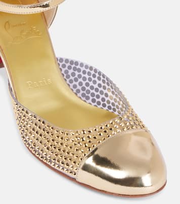 Escarpins Miss MJ Strass en cuir métallisé et PVC | Christian Louboutin