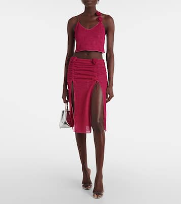 Gonna midi Lumière Rose con ruches | Oséree
