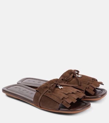 H685 fringed suede slides | Hogan
